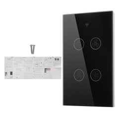 Black WiFi+RF US Smart Ceiling Fan Light Switch 2/3 Way Control Smart Life/Tuya APP RF Remote Speed Control Work with Alexa Google Home