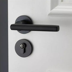 Matte Black Aluminum Door Lock Mechanical Interior Handle Cylinder Lever Latch Home Security Mute Locker With Keys