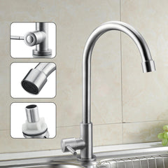 32x13.5cm Stainless Steel Kitchen Sink Faucet Single Lever Cold Water Tap Silver