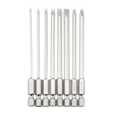 8Pcs 100mm S2 Alloy Steel SL2-SL6 Magnetic Flat Head and Cross Head Screwdriver Bits 1/4 Inch Hex Shank