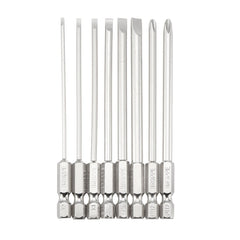 8Pcs 100mm S2 Alloy Steel SL2-SL6 Magnetic Flat Head and Cross Head Screwdriver Bits 1/4 Inch Hex Shank