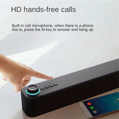 Bluetooth 5.0 Speaker Wireless Soundbar 10W Double Horn Hi-Fi Bass Surround Sound Speaker Built-in Microphone