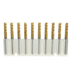 10pcs 3.175mm Titanium Coated Carbide End Mill Engraving Bits For CNC Rotary Burrs