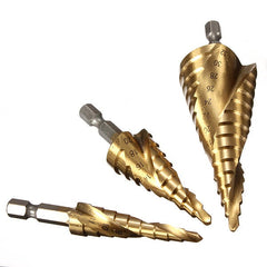 3pcs HSS Spiral Grooved Step Drill Bit 4-12/4-20/4-32