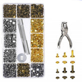 360Pcs Leather Rivets Double Cap Metal Fixing Tool With Punch Pliers Kit Craft Snap Fastener Press Button Repair