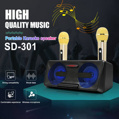Bluetooth Speaker with Two Wireless Microphone Mobile Wireless Karaoke Speaker Wireless Stereo Party Super Speaker Box