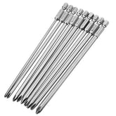 9pcs 150mm Magnetic Cross Head Screwdriver Bits Long Hex Shank