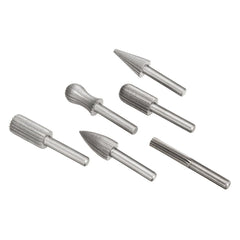 6pcs 6mm 1/4 Inch Shank High Speed Steel Rotary File Burrs Bit Grinder Head Carving Tool Set