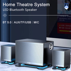 Bluetooth 5.0 Speaker Hi-Fi Stereo Bass USB Subwoofer Music Boombox Desktop Laptop LED Light Altavoces U Disk/AUX/TWS/TF/SD Card Player