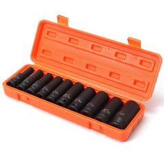 10Pcs 1/2 Inch Drive Deep Impact Metric Socket Set 10-24mm Air Garage Socket Wrench Tool