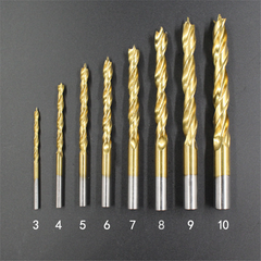 8Pcs 3-10mm Titanium Plating Brad Point Drill Bits Set Wood Twist Drill Bits