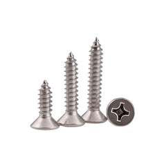 M4SP4 100Pcs M4 304 Stainless Steel Cross Flat Head Self Tapping Screw Wood Screws Speaker Screws Optional Length