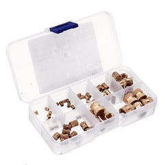 70Pcs M2/M2.5/M3/M4/M5/M6/M8/M10 Knurled Brass Round Female Thread Knurled Nuts Round Insert Embedment Nut Assortment Set