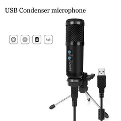 USB Condenser microphone Hi-Fi Active Noise Reduction Reverberation Adjustable Wired with Tripod for Computer Mobile Phone Live Recording