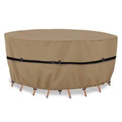 Round Outdoor Furniture Cover Waterproof Patio Furniture Cover Tear-Resistant Durable Windproof Dustproof Outdoor Cover