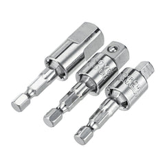3Pcs 360 Degree Rotating Square Head Universal Adapter 1/4 3/8 1/2 Inch Sleeve Connecting Rod