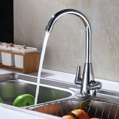 Kitchen Sink Faucet Tap Monobloc Round Mixer Twin Lever Handle