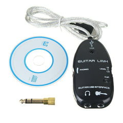 Guitar to USB Interface Link Audio Wire 6.5mm Male Stereo Headphone Adapter