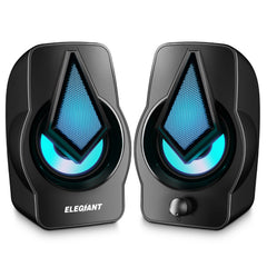 Speakers 2.0 USB Powered Stereo Volume Control with LED Light Mini Portable Gaming Speakers 3.5mm for PC Cellphone Tablets Desktop Laptop