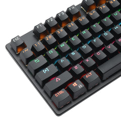 Wired Mechanical Keyboard 87 Keys Hot Swappable Blue Switch Suspended Keycaps RGB Backlit Gaming Keyboard with Supplement Blue Switches Keycap Puller