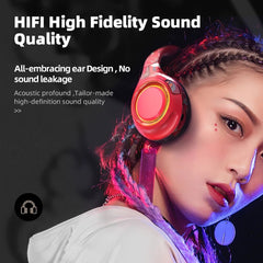 Gaming Headphone with Light Wireless Bluetooth Headphones Noise Canceling Microphone Deep Bass Over-Ear Headset