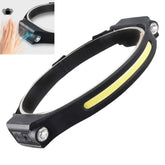 2XPE+COB Induction Headlight 1200mAh 270 Wide Range 350LM 5 Lighting Modes Type-C Rechargeable Head Torch
