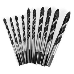 10Pcs Tungsten Carbide Drill Bit Set Twist for Porcelain Ceramic Tile Concrete Brick Glass Plastic Masonry and Woodworking