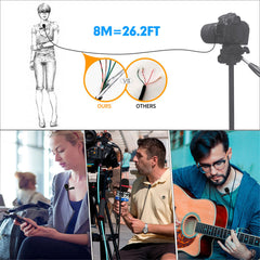 Wired microphone Clip-on Lapel CVC Noise Reduction 8M Cable 3.5MM Plug Mini Condenser Mic for Meeting Broadcast Vlogging Recording