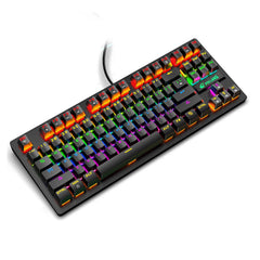87 Keys Mechanical Keyboard Wired Rainbow Backlight Blue Switch Gaming Keyboard for Laptop Computer PC Gamer