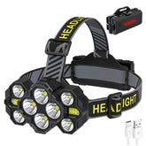 USB Rechargeable Flashlight 2000LM 10 Lights 8 Lighting Modes LED Torch 90m Wide Range For Outdoor Adventure Fishing