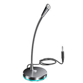 Microphone Computer Desktop 360 Adjust Freely Game Live Recording Wired USB with Colorful Light Metal Soft Hose Excellent Sound For PC Laptop