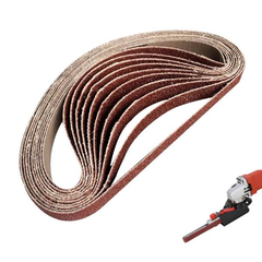 10pcs 60 to 600 Grit 15mm x 452mm Sanding Belts for Angle Grinder Sanding Belt Adapter