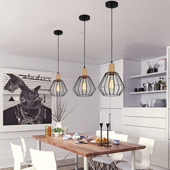 Wood Pendant Light Modern Ceiling Lights Bar Lamp Black Pendant Lighting Without Bulb