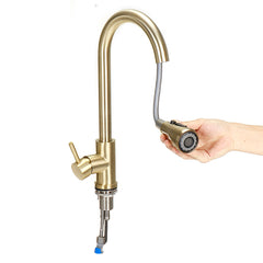 Stainless Steel Kitchen Faucet Pull Out Spout Hot Cold Water Mixer Tap Two Modes