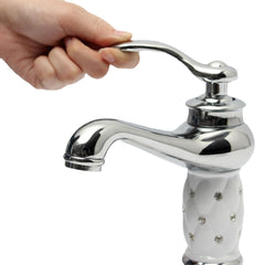 Modern Brass Finish White Single Handle Bathroom Kitchen Sink Faucet Mix Tap