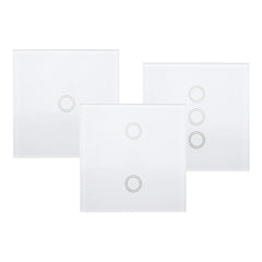 White 1 2 3 Channel 86 Wall Touch Remote Control Switch Wireless RF Transmitter Tempered Glass Pane l433MHz