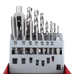 16Pcs/Set Screw Tap Drill Bit Set M3-M12 Metric Hand with 2.5-10.2mm Twist