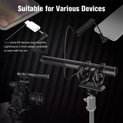 Directional Condenser Microphone with Overdrive Protection for DSLR Camcorder Interview