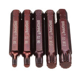 5pcs M5-M12 75mm Magnetic Star Screwdriver Bit S2 Steel 10mm Hex Shank