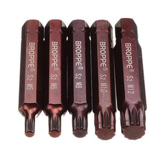 5pcs M5-M12 75mm Magnetic Star Screwdriver Bit S2 Steel 10mm Hex Shank