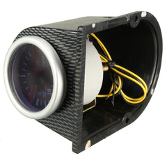 2" 52mm Universal Turbo Boost Gauge Meter Carbon Fiber holder Smoke Face PSI