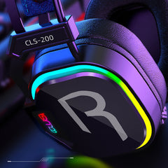 Gaming Headset with Omnidirectional Microphone Colorful RGB Light 50mm Unit for PC Laptop