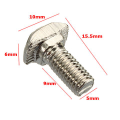 10Pcs M5 20 T-Bolt Carbon Steel European Standard Screws