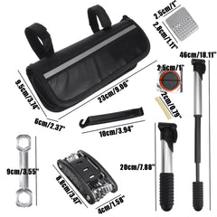 12PCS/Set Bicycle MTB Repair Patch Tools Kit Bike Cycle Inner Tube Tyre Puncture Repair Bike Pump + Allen Key + Crowbars