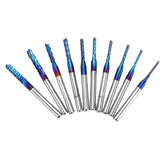 10pcs 1.3-3.175mm Blue NACO Coated PCB Bits Carbide Engraving Milling Cutter For CNC Tool Rotary Burrs