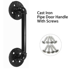 Black Iron Pipe Door Handle 29.5cm Threaded Pipe Drawer Pull with Screws