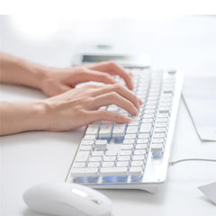 104 Keys Mechanical Feeling Keyboard USB Wired Silent RGB Backlit Gaming Keyboard for Home Office