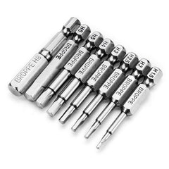 8pcs 50mm H1.5-H8 Hex Head Screwdriver Bit 1/4 Inch Hex Shank Magnetic Screwdriver Bits