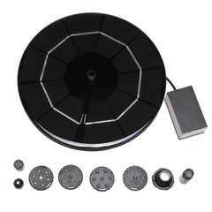 8-in-1 Solar Bird Water Fountain Set 3.5W Circle Floating Pump for Working at Cloudy or Night