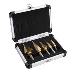 5Pcs Titanium Plating 1/8-1-3/8 Inch Step Drill Bit Set Hole Puncher for Metal Wood Steel